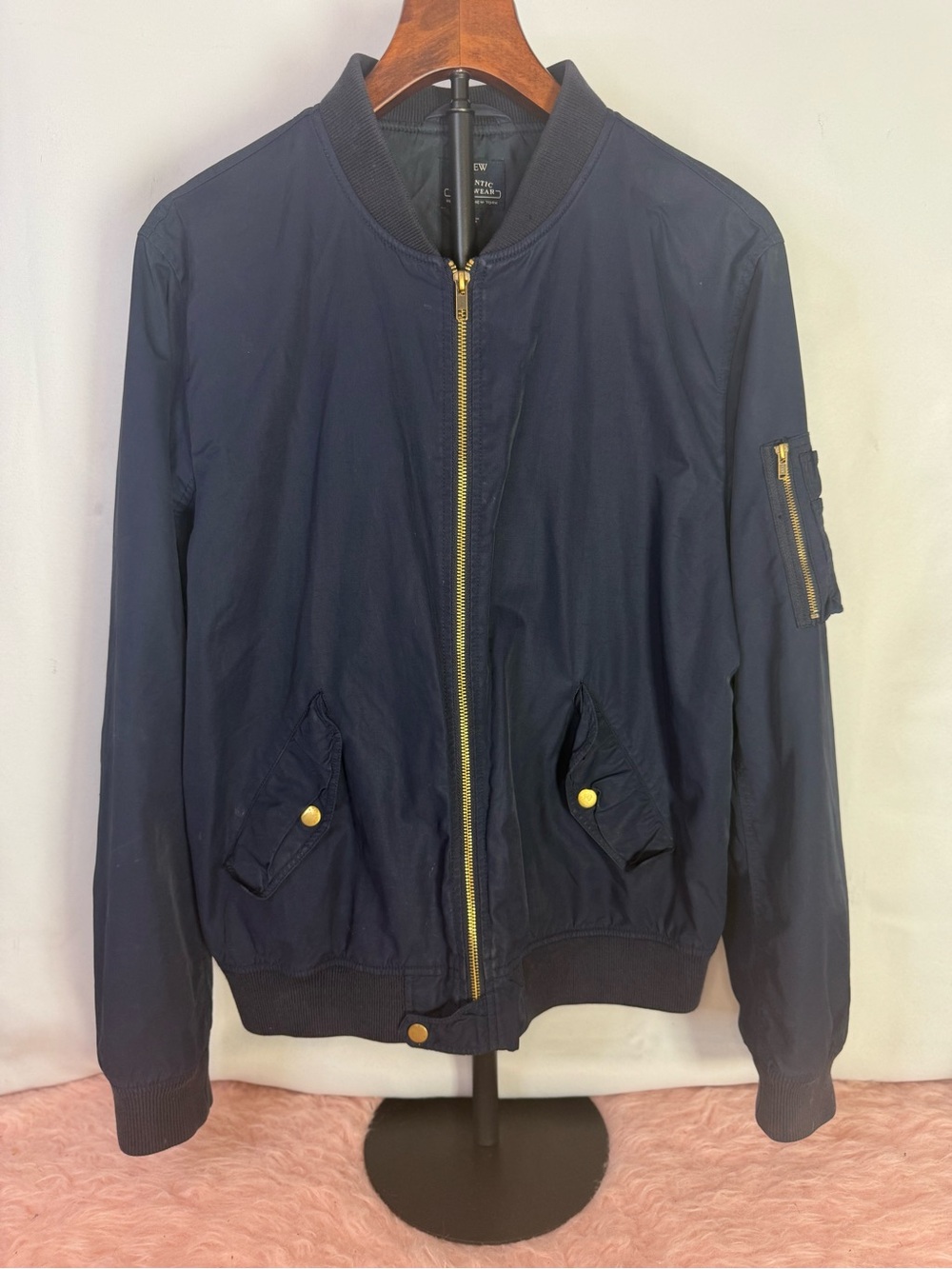 J Crew - Navy Bomber Jacket with Gold Hardware - Size M
